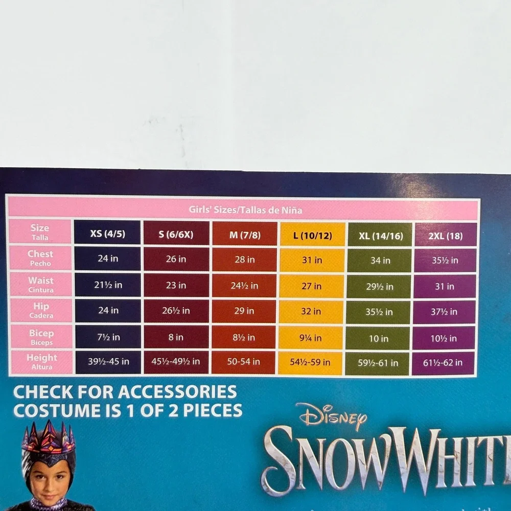 Disney Snow White Evil Queen Costume Dress Hood Girls Size XS 4/5 Villain New